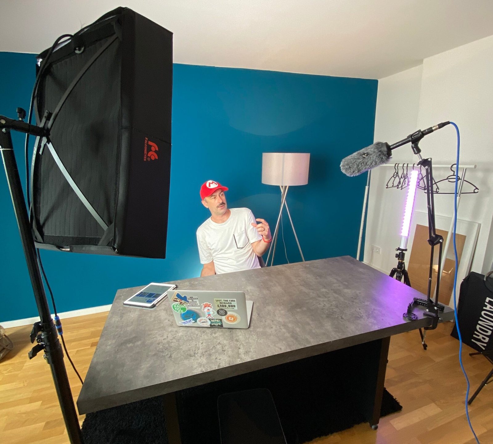A podcast recording setup